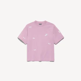 Camiseta de mujer con diseño «520 stickers» de corte mediano en rosa viejo/blanco