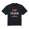 Camiseta «I Love Paris & Balenciaga» de corte mediano «Black Faded» 764235TRVU91041