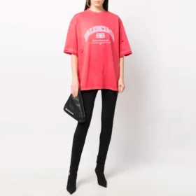 Camiseta Maison Balenciaga de corte mediano «Pink» 612966TLVJ16441