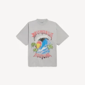 Camiseta oversize de estilo surfista vintage para hombre en gris Balenciaga