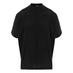 Camiseta oversize de malla con cuello redondo «Negra» 694576TMVD41000