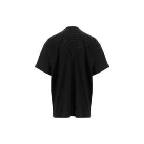 Camiseta oversize de malla con cuello redondo «Negra» 694576TMVD41000