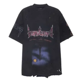 Camiseta oversize «Paris Moon Upside Down» «Black Faded» 698811TOVT31055