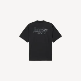 Camiseta para hombre de corte mediano con diseño esquemático en negro