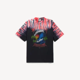 Camiseta para hombre de corte mediano con estampado «extreme tie dye» en negro