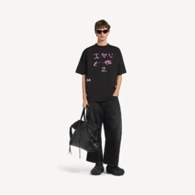 Camiseta para hombre «i<3 u» de corte mediano en negro