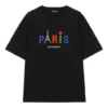 Camiseta regular de Balenciaga para hombre «Paris Love» con estampado, manga corta, color negro 594579TGV431000