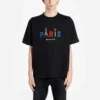 Camiseta regular de Balenciaga para hombre «Paris Love» con estampado, manga corta, color negro 594579TGV431000
