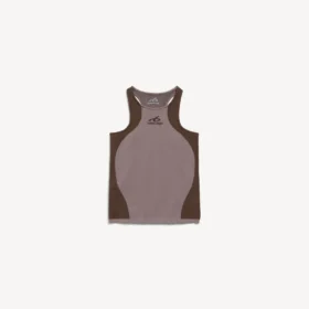 Camiseta sin costuras de estilo técnico para mujer en color topo/moka