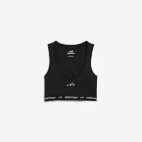 Camiseta sin mangas tipo sportsbra para mujer en negro