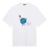 Camiseta unisex blanca de manga corta, corte amplio, tejido liso retro, colección SS21 657059TKV949000