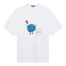 Camiseta unisex blanca de manga corta, corte amplio, tejido liso retro, colección SS21 657059TKV949000 Camiseta unisex blanca de manga corta, corte amplio, tejido liso retro, colección SS21 657059TKV949000