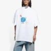 Camiseta unisex blanca de manga corta, corte amplio, tejido liso retro, colección SS21 657059TKV949000