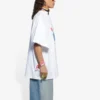 Camiseta unisex blanca de manga corta, corte amplio, tejido liso retro, colección SS21 657059TKV949000