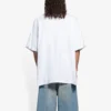 Camiseta unisex blanca de manga corta, corte amplio, tejido liso retro, colección SS21 657059TKV949000