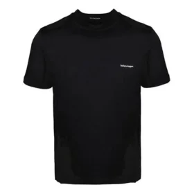 Camiseta unisex básica de manga corta con cuello redondo y logo pequeño, color negro 556151TYK281000 Camiseta unisex básica de manga corta con cuello redondo y logo pequeño, color negro 556151TYK281000
