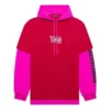 Camiseta unisex con capucha y detalles de costura, manga larga, colección primavera-verano 2021, rosa y rojo, 657037TKV826295