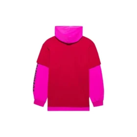 Camiseta unisex con capucha y detalles de costura, manga larga, colección primavera-verano 2021, rosa y rojo, 657037TKV826295