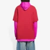 Camiseta unisex con capucha y detalles de costura, manga larga, colección primavera-verano 2021, rosa y rojo, 657037TKV826295