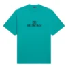 Camiseta unisex de manga corta con logotipo en mosaico, letras BB, agujeros sueltos y efecto desgastado, azul 651795TKVF53660