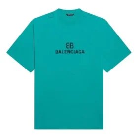 Camiseta unisex de manga corta con logotipo en mosaico, letras BB, agujeros sueltos y efecto desgastado, azul 651795TKVF53660 Camiseta unisex de manga corta con logotipo en mosaico, letras BB, agujeros sueltos y efecto desgastado, azul 651795TKVF53660