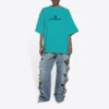 Camiseta unisex de manga corta con logotipo en mosaico, letras BB, agujeros sueltos y efecto desgastado, azul 651795TKVF53660