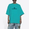 Camiseta unisex de manga corta con logotipo en mosaico, letras BB, agujeros sueltos y efecto desgastado, azul 651795TKVF53660