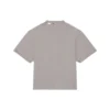 Camiseta unisex de manga corta, cuello redondo con agujeros y estampado de letras en color liso, gris 661715TKVD58174