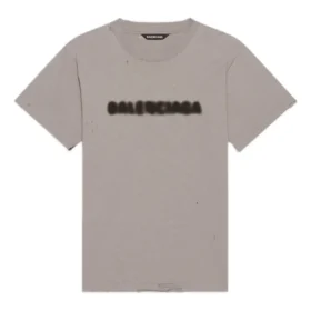 Camiseta unisex de manga corta, estilo clásico retro con logotipo difuminado y agujeros, gris 661705TKVD58174 Camiseta unisex de manga corta, estilo clásico retro con logotipo difuminado y agujeros, gris 661705TKVD58174