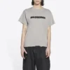 Camiseta unisex de manga corta, estilo clásico retro con logotipo difuminado y agujeros, gris 661705TKVD58174