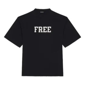 Camiseta unisex FW 21 con impresión de letras gratis, color negro 661715TKVD31070 Camiseta unisex FW 21 con impresión de letras gratis, color negro 661715TKVD31070