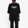 Camiseta unisex FW 21 con impresión de letras gratis, color negro 661715TKVD31070