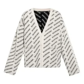 Cardigan con logo por toda la prenda «Blanco tiza y negro» 736248T32339054 Cardigan con logo por toda la prenda «Blanco tiza y negro» 736248T32339054