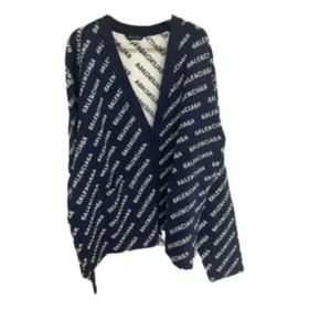 Cardigan de punto con logo integral «Blue White» 736248T32338502 Cardigan de punto con logo integral «Blue White» 736248T32338502