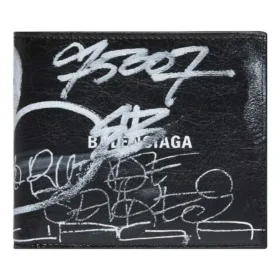 Cartera cuadrada plegable con diseño de graffiti «Negro Blanco» 594549210LH1090
