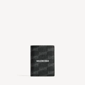 Cartera doble vertical para hombre con el BB Monogram, de lona recubierta en negro/gris