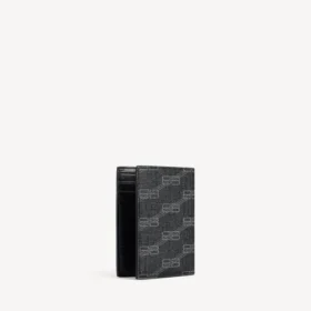 Cartera doble vertical para hombre con el BB Monogram, de lona recubierta en negro/gris