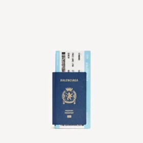 Cartera larga para pasaporte de hombre con 1 boleto, en azul pasaporte