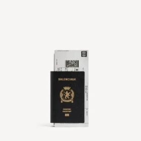Cartera larga para pasaporte de hombre con 1 boleto, en negro