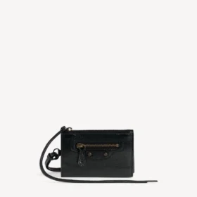 Cartera triple para hombre «Le City» con correa, en negro