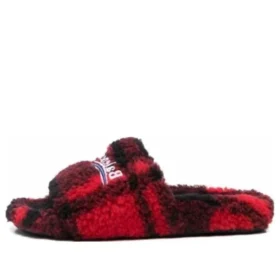 Chanclas de peluche «Piel sintética roja y negra» 654261W2F21