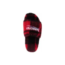 Chanclas de peluche «Piel sintética roja y negra» 654261W2F21