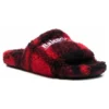 Chanclas de peluche «Piel sintética roja y negra» 654261W2F21