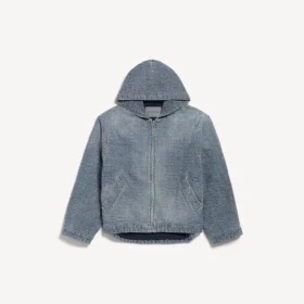 Chaqueta con capucha de Denim para hombre en azul oscuro