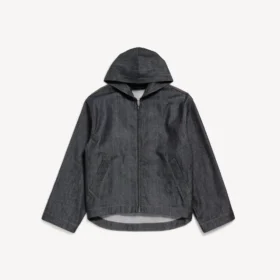 Chaqueta con capucha de denim para hombre en índigo crudo