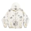 Chaqueta con capucha y cremallera Tat, corte mediano, «Off White Black» 770939TQVK13307