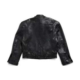 Chaqueta con cremallera de estilo deconstruido FW23 «Piel de búfalo suave negra» 768749TMS031000