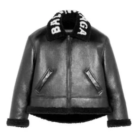 Chaqueta de aviador de cuero Cocoon «Negro» 646456TKS311069