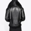 Chaqueta de aviador de cuero Cocoon «Negro» 646456TKS311069