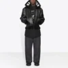 Chaqueta de aviador de cuero Cocoon «Negro» 646456TKS311069